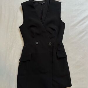 Dynamite Black Blazer Romper Dress With Cut Out In Back